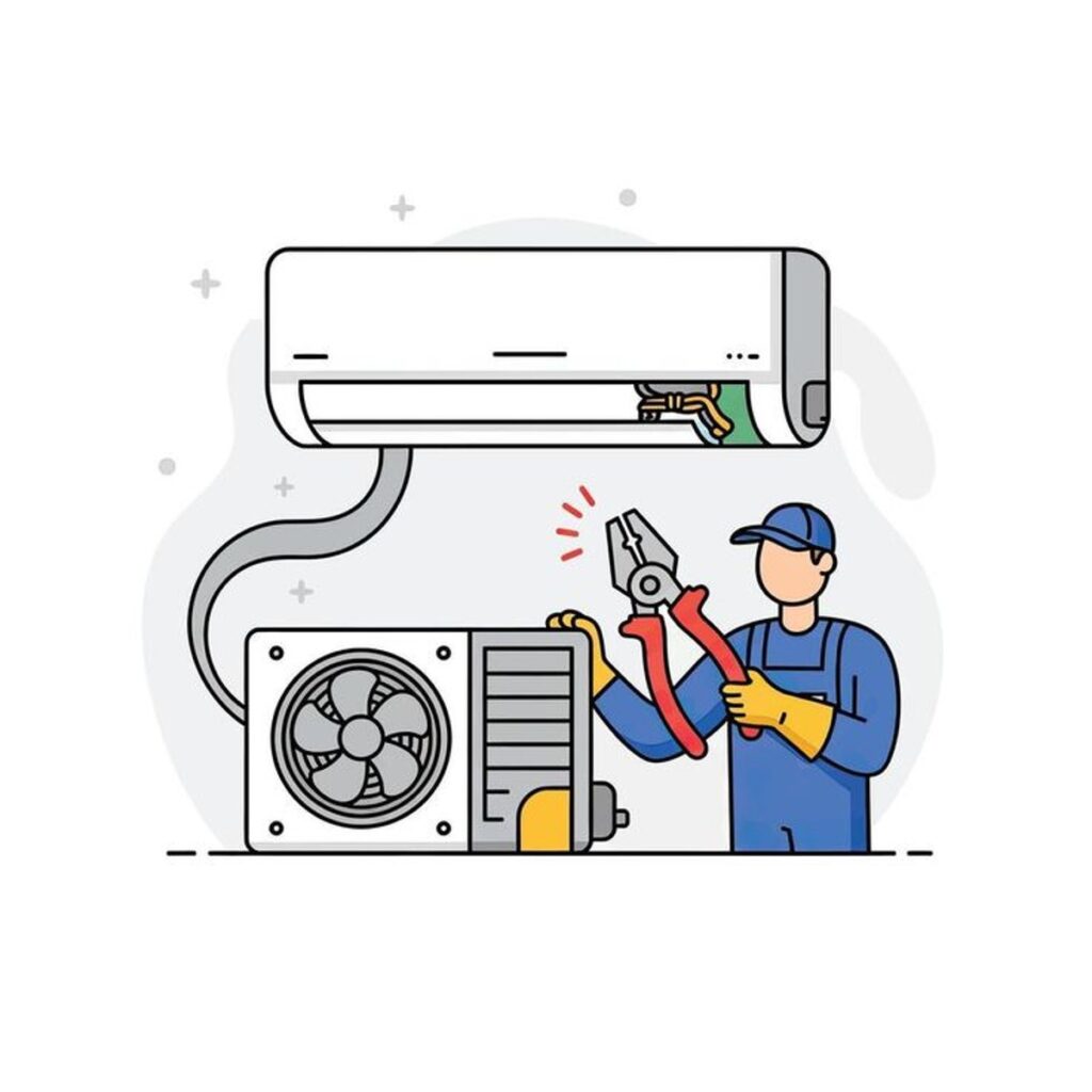 A man is working on an air conditioner 1200